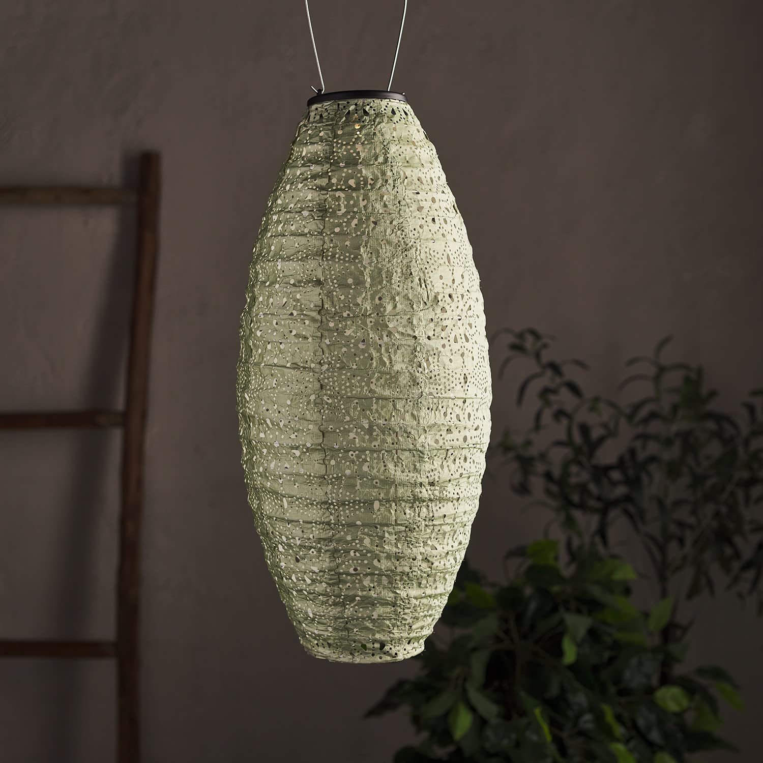 Lights4fun Outdoor Solar Powered Moroccan Green Decorative Light